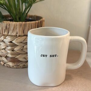 Rae Dunn Jet Set White Ceramic Mug